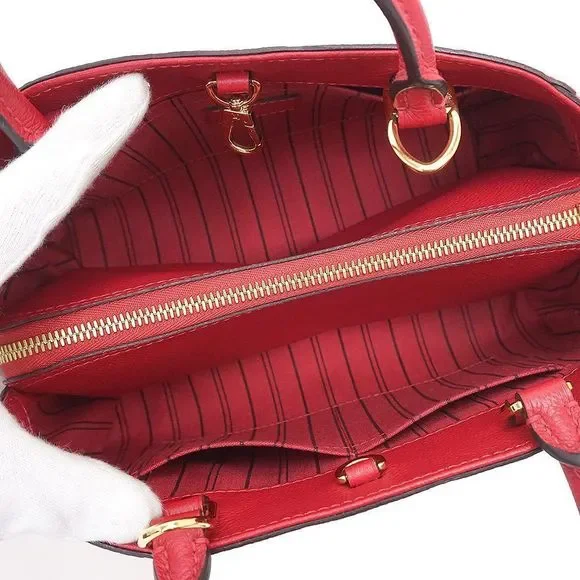 Monogram Emplant Leather Montaigne BB Shoulder Handbag Dahlia Pink Red - Picture 2 of 9